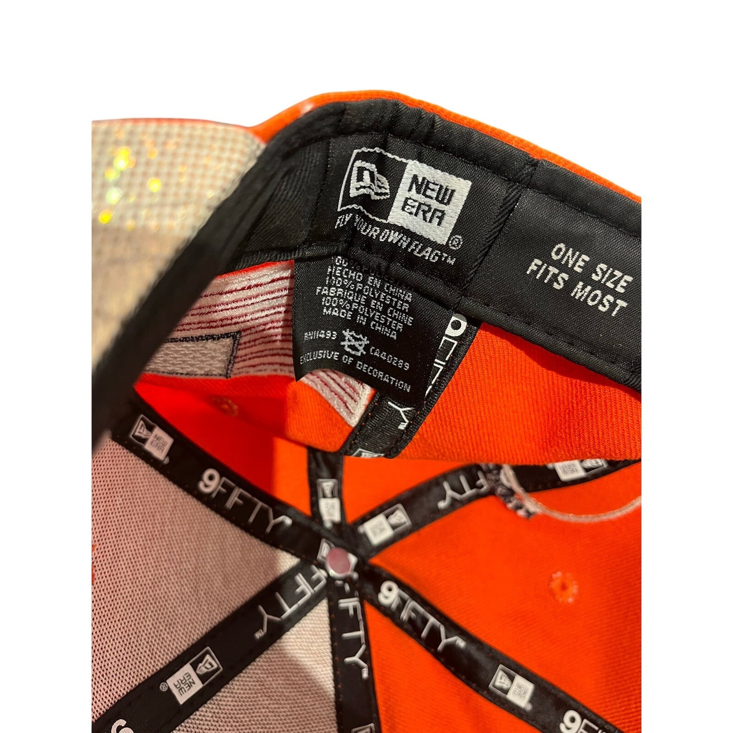 New Era Hat SnapBack Orange & White Houston Nec-Mcmxx