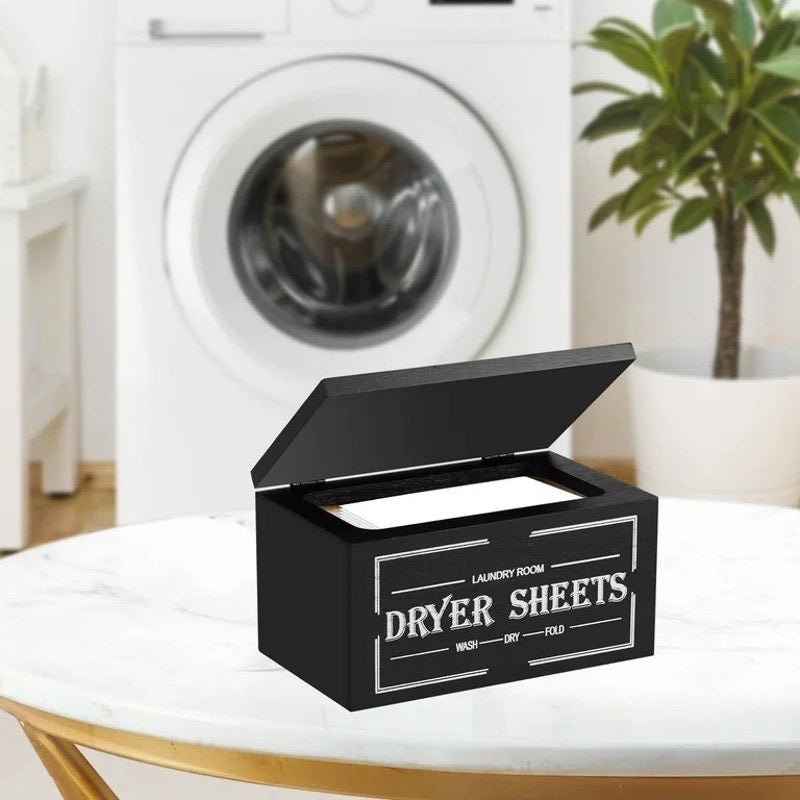 Wooden Dryer Sheet Holder With Lid Large Capacity Dustproof