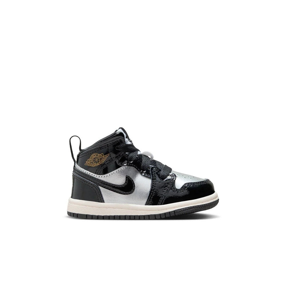 KIDS JORDAN 1 MID SE TD (BLACK/METALLIC GOLD/METALLIC SILVER) SIZE 10C