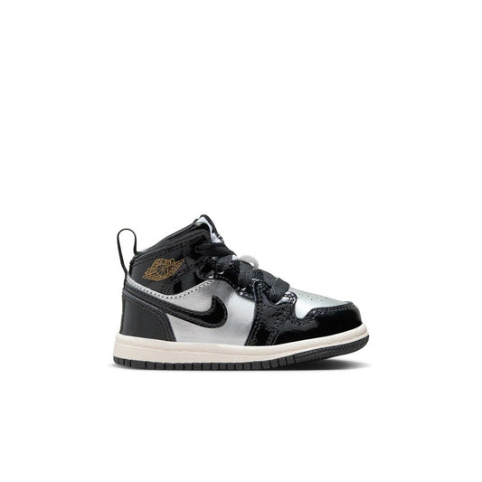 KIDS JORDAN 1 MID SE TD (BLACK/METALLIC GOLD/METALLIC SILVER) SIZE 10C