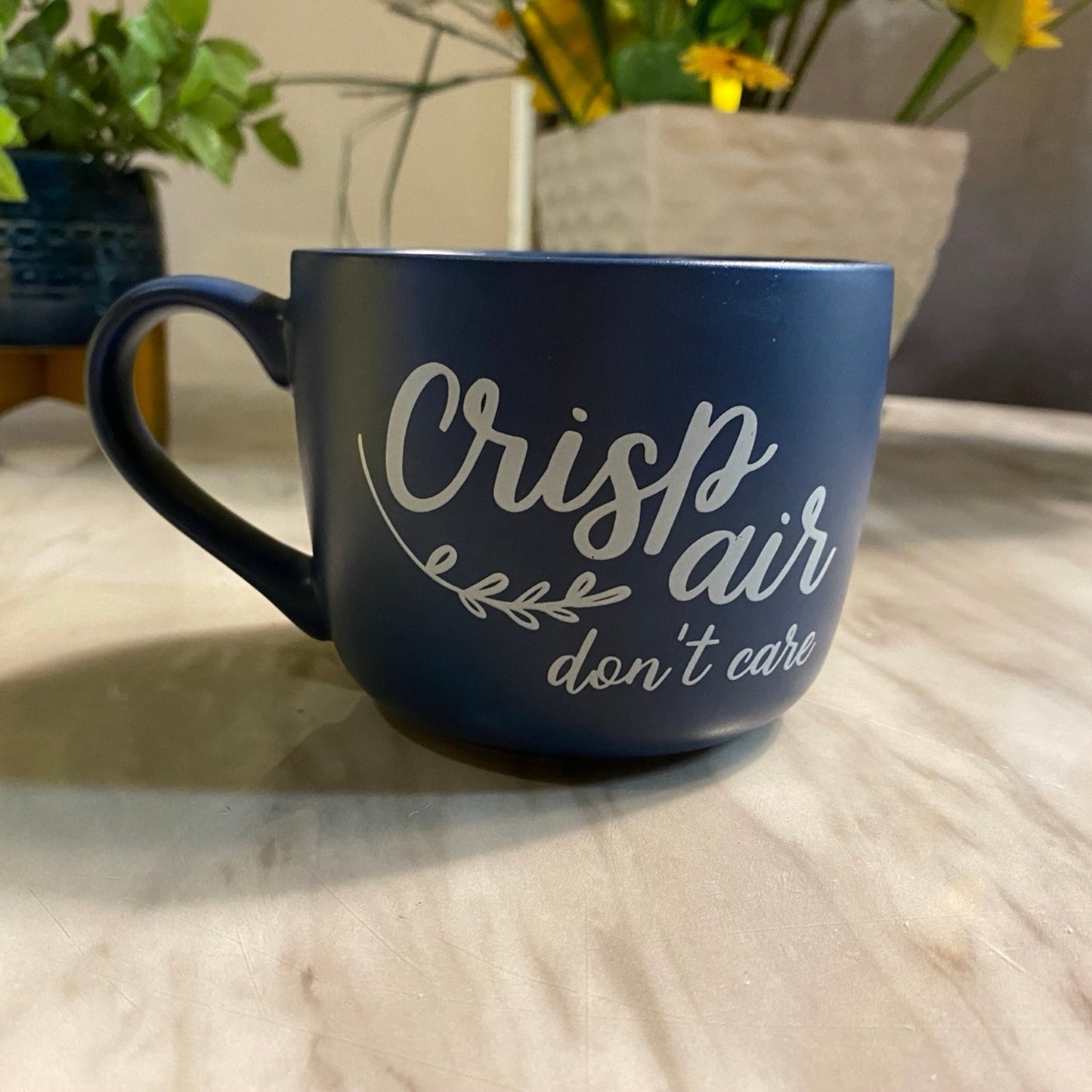 Crisp Air Dont Care 14oz Porcelain Mug by Threshold Blue White