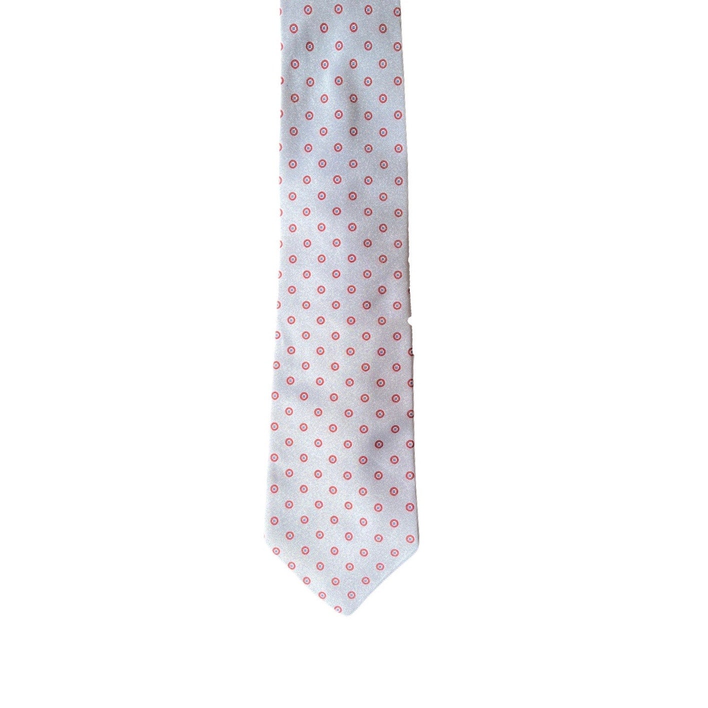 Italianissimo Men’s Tie Grey With Red Circle Designs On It RN 43170