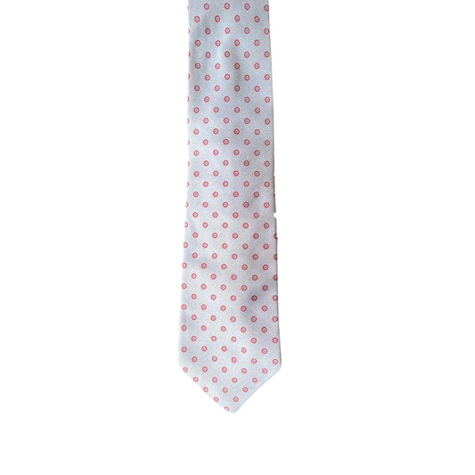 Italianissimo Men’s Tie Grey With Red Circle Designs On It RN 43170