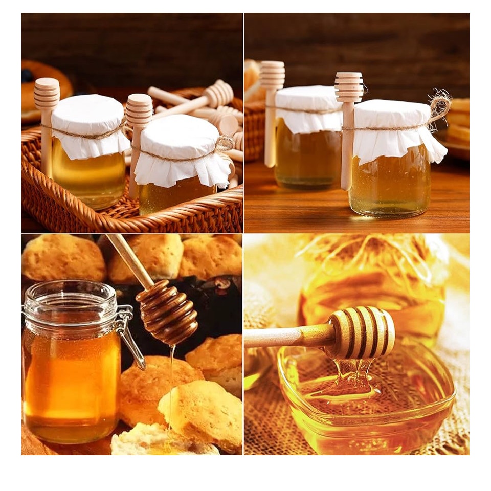 48 Pcs Honey Sticks Dipper, 3 inch Mini Wooden Honeycomb Stick