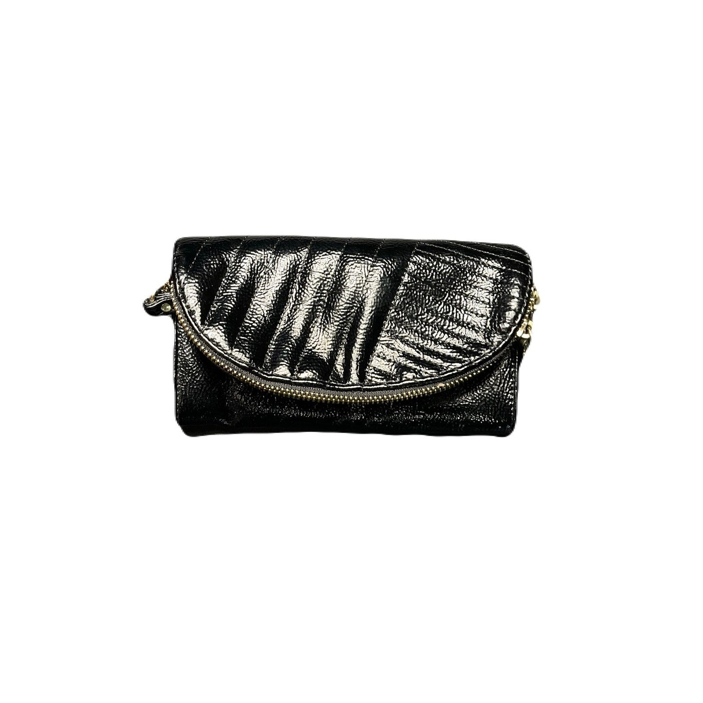 Black Women’s Standed Wallet With A Gold Zipper 8” W X 4” L