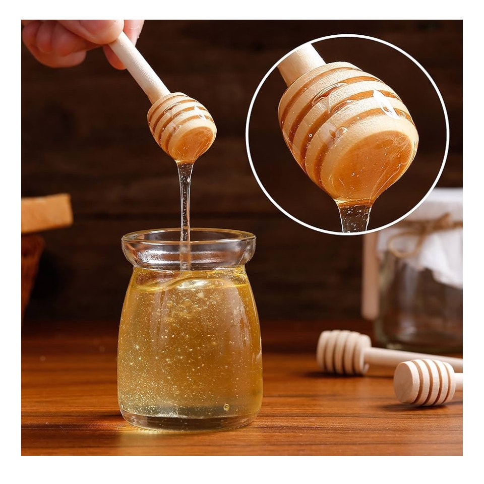 48 Pcs Honey Sticks Dipper, 3 inch Mini Wooden Honeycomb Stick