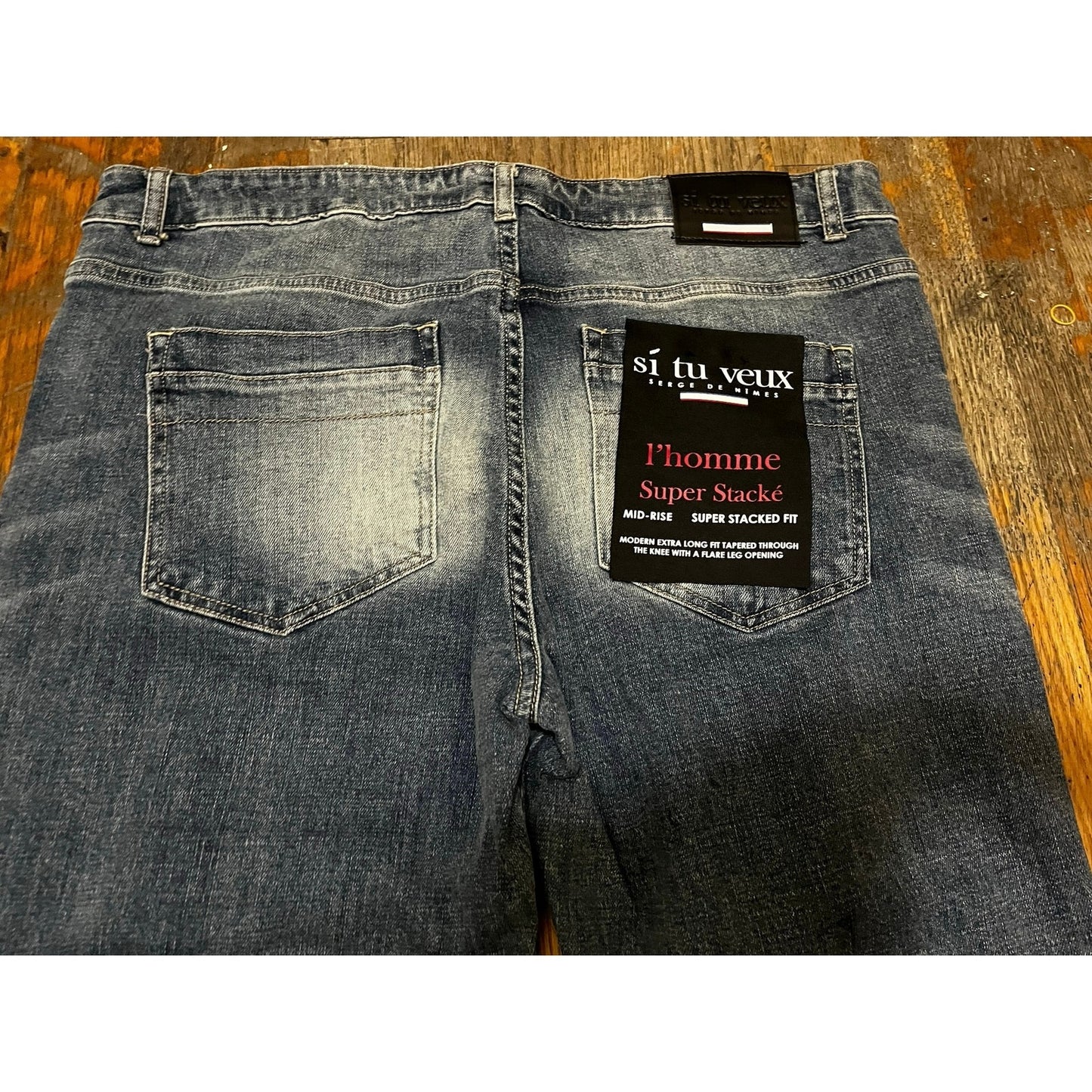 Si Tu Veux Brutini Jeans Indigo Wash Superstack Men’s Size 38