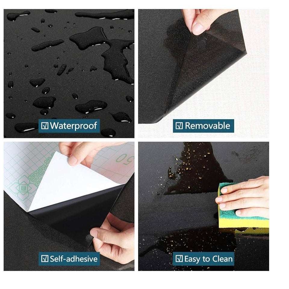 VEELIKE Glossy Black Contact Paper for Countertops Black Peel & Stick Wallpaper