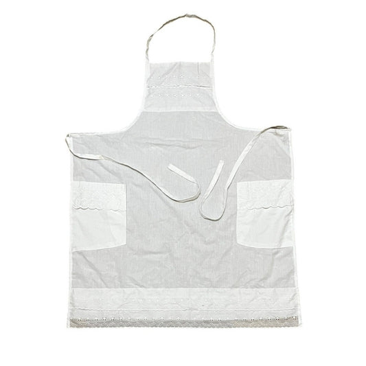 All White Women’s Apron With 2 Pockets In The Front One Size