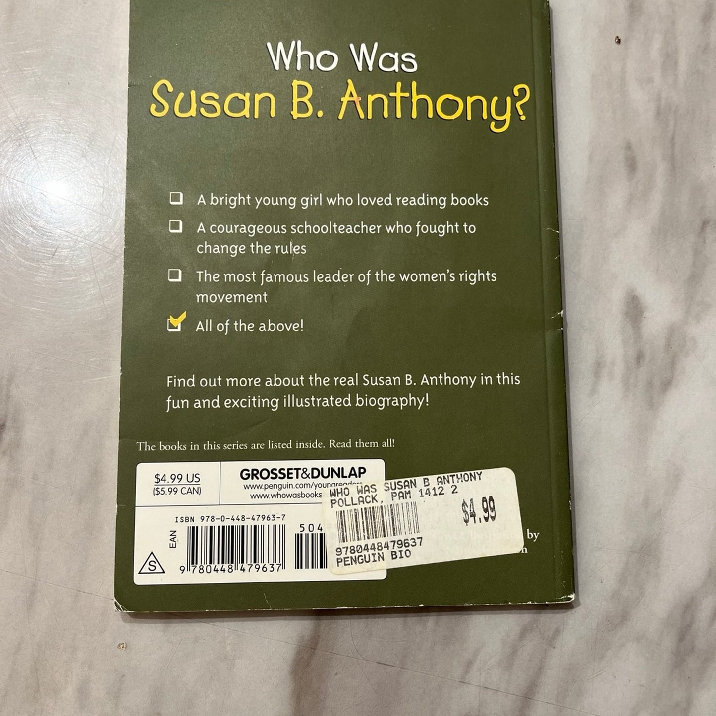 Who Was Susan B. Anthony? Book