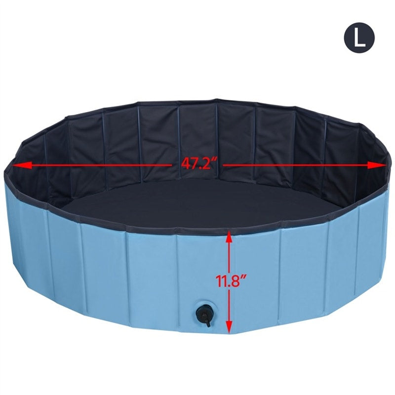Foldable Pet Swimming Pool for Indoor/Outdoor, Blue, L