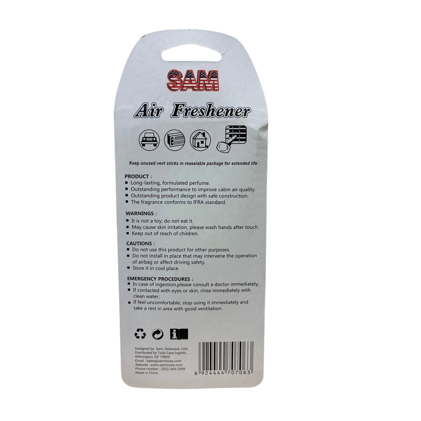 Sam Air Freshener New Car Vent Stick