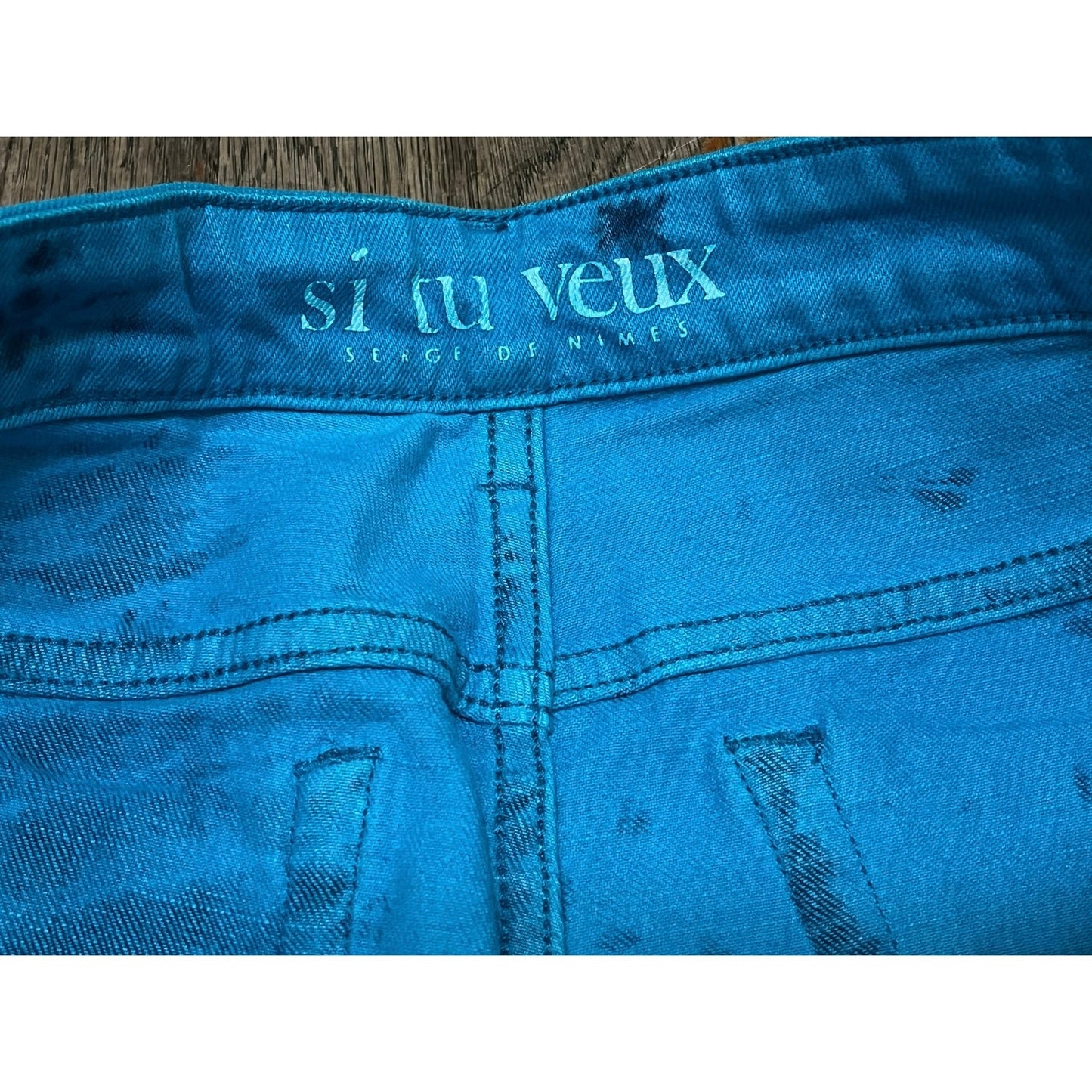 Si Tu Veux SuperStack Royal Blue Men’s Jeans With Black Spots On Them Size 32