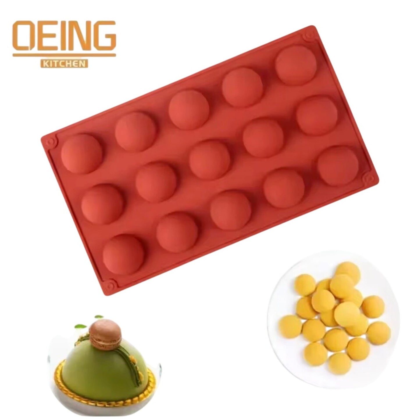 3 Piece Holes Half Ball Sphere Round Silicone Mold 3D Brownie Pudding Mousse