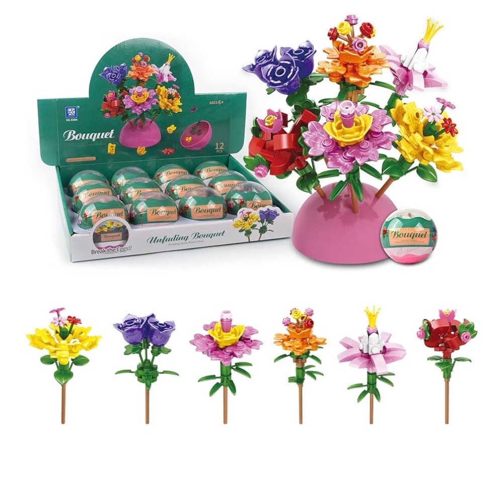 12 Pack Filled Eggs with 157 Pcs DIY Flower Garden Building Blocks