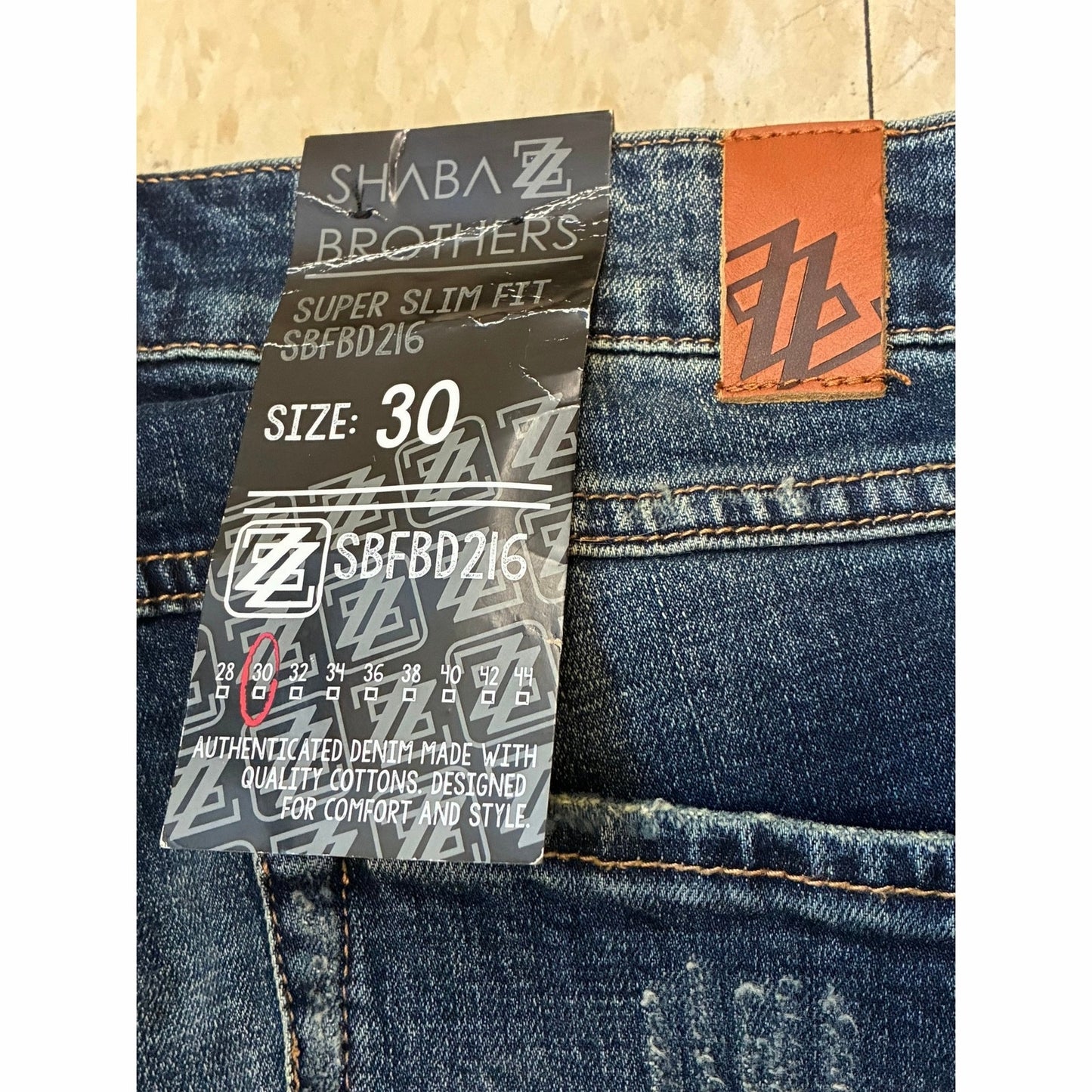 Shaba Z Brothers Super Slim Fit SBFBD216 Size 30