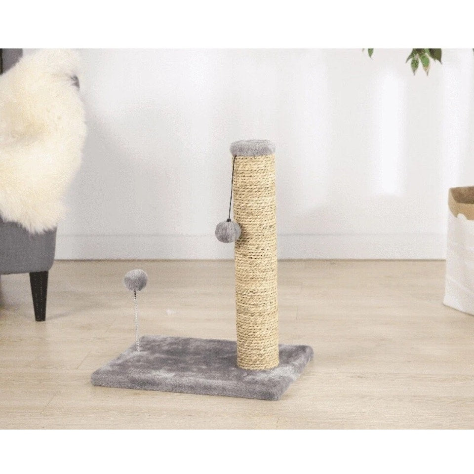 Seagrass Cat Scratch & Play Post W/ Dangle Toys Entertainment Exercise Portable