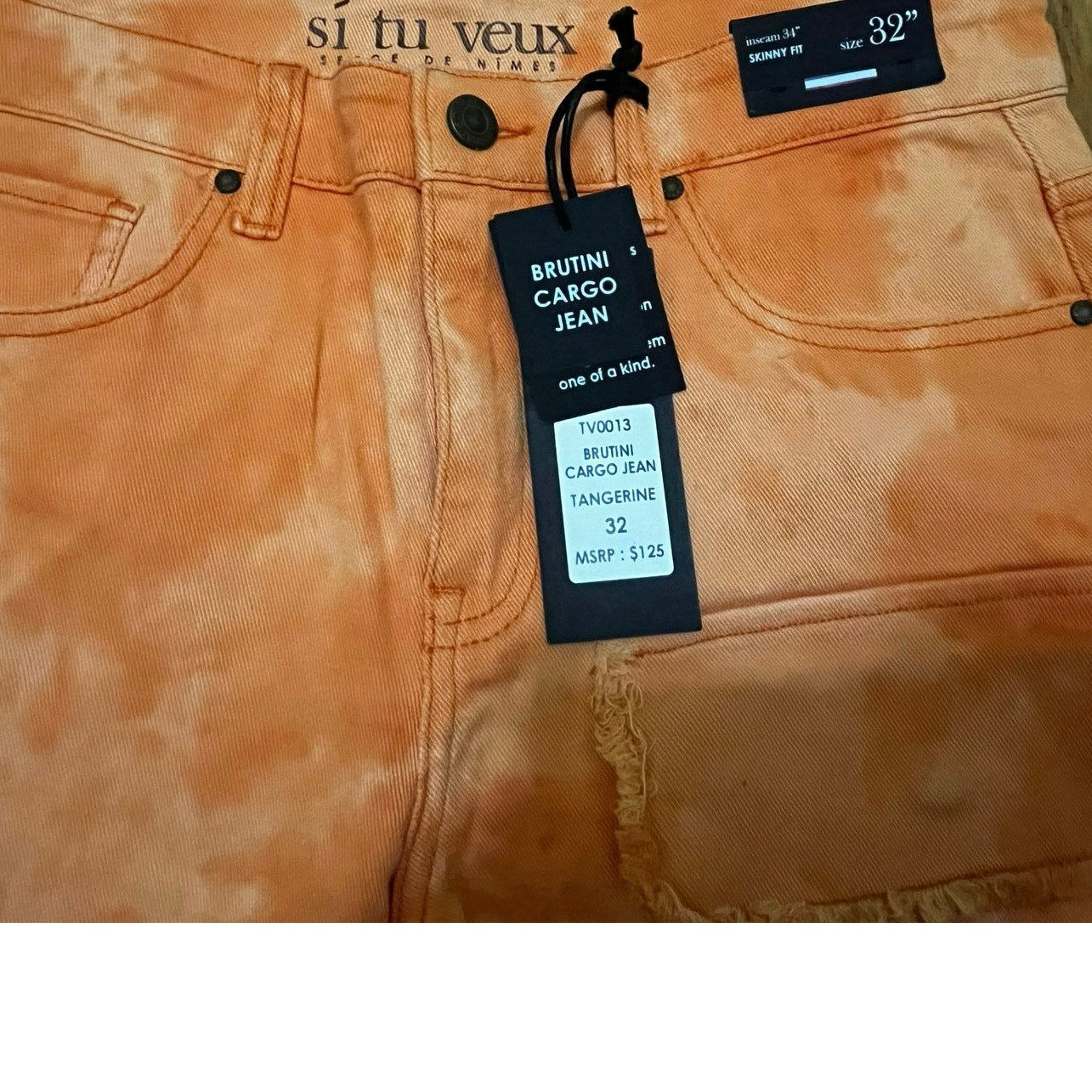 Si Tu Veux Brutini Cargo Jeans Tangerine Men’s Size 32