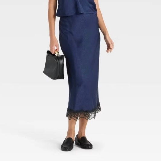 Women's Lace Trim Midi Skirt - A New Day Size XS