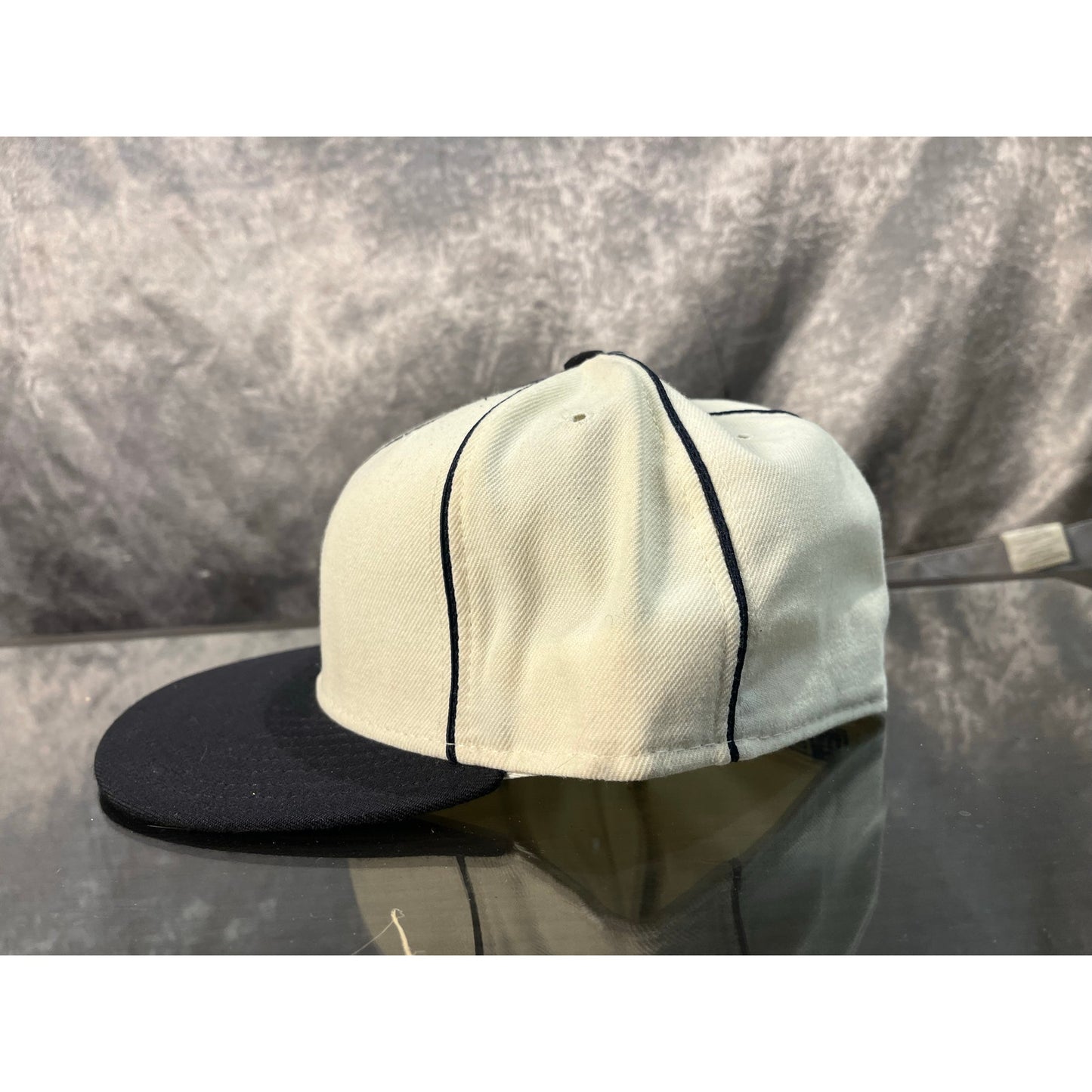 New Era Hat Size 7 5/8 White With Black Stripes