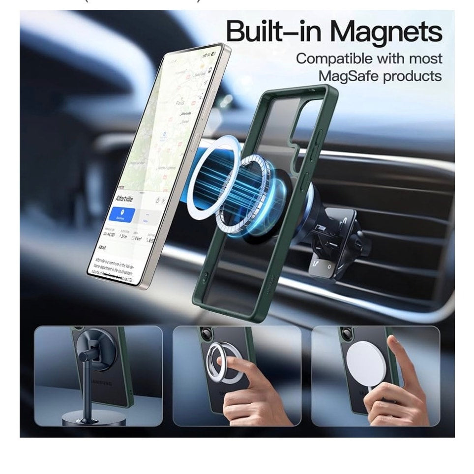 Magnetic Case for Samsung Galaxy S25 Ultra 5G, Compatible MagSafe (Dark Green)