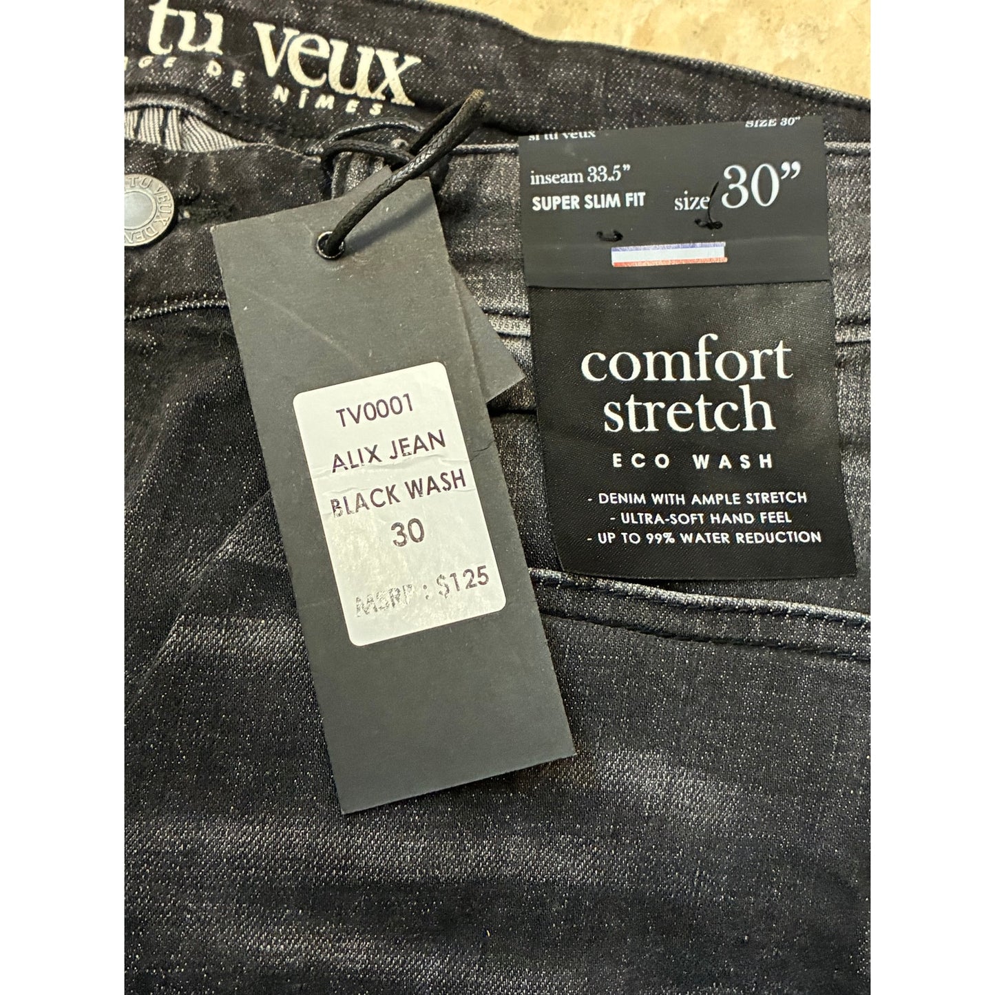 Si Tu Veux Alix Jean Black Wash Size 30 TV0001