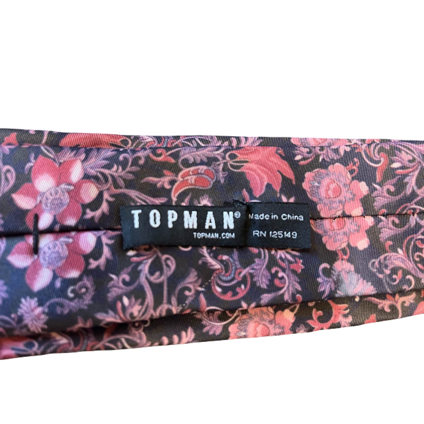 Top Man Men’s Tie Black With Pink Flowers