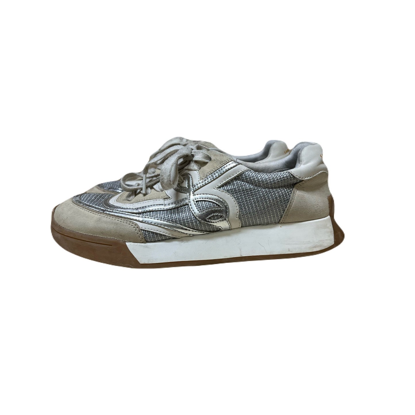 Sam Edelman Luna Sneaker in Silver/White Size 10