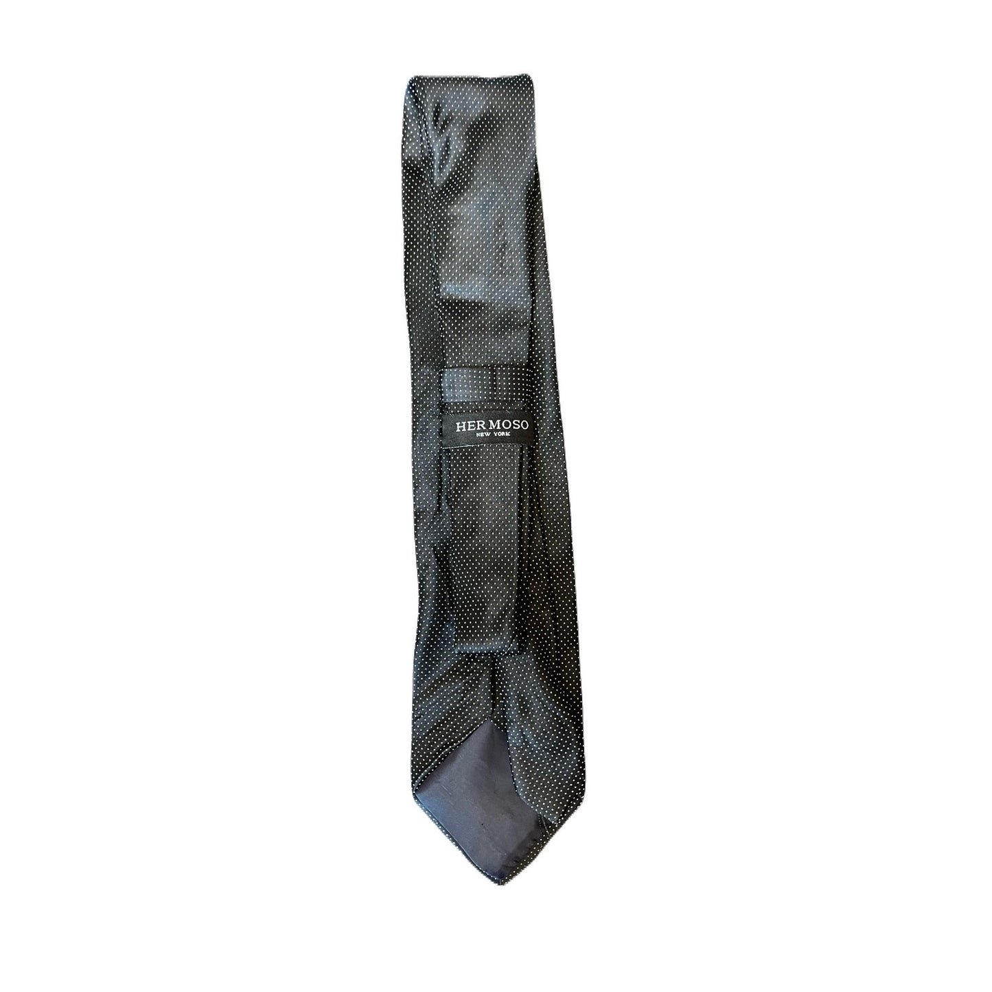 Her Moso Black Men’s Tie With White dot on it