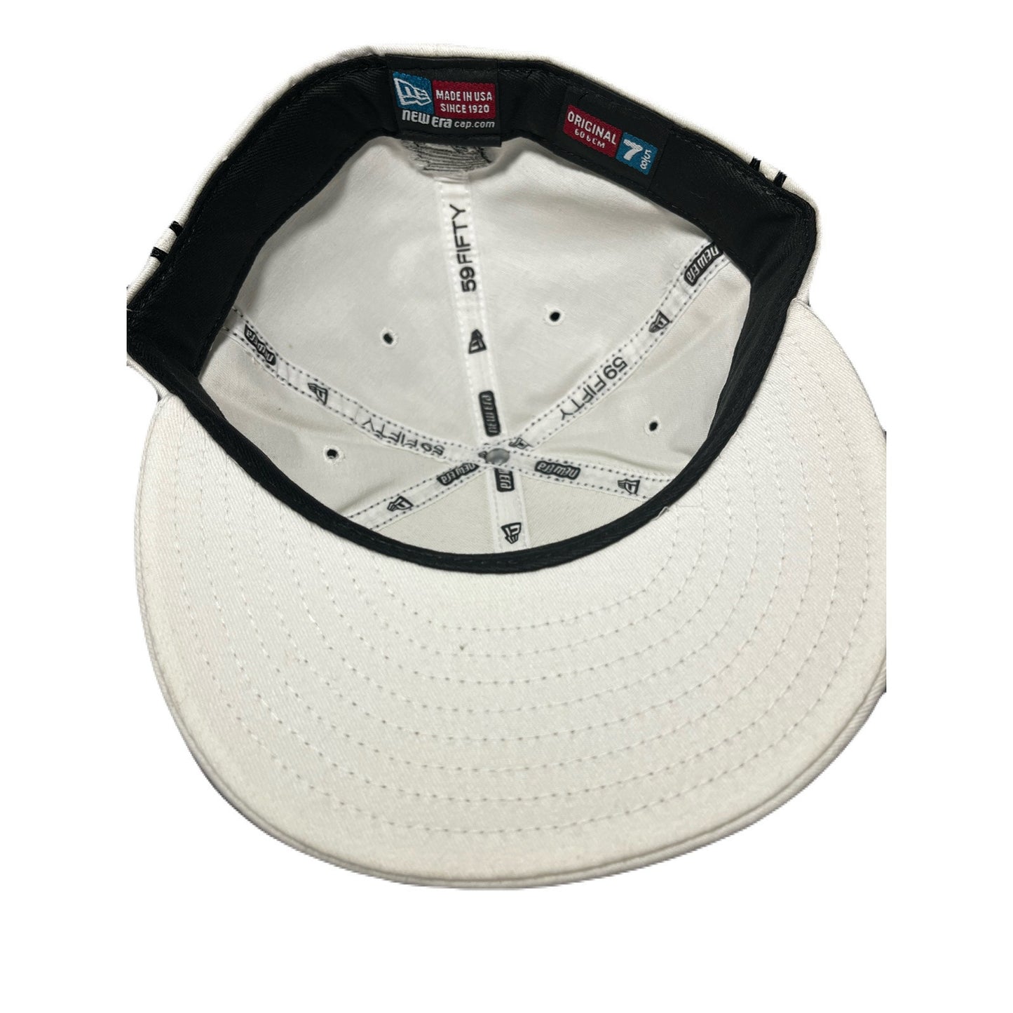 New Era All White Hat With A tornado On It 7 5/8