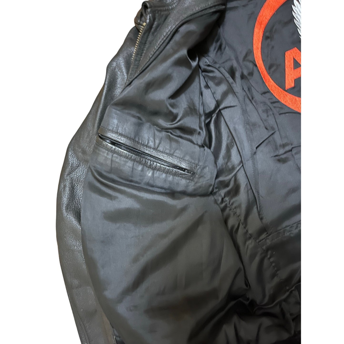 GIBSON & BARNES Heavy Duty 48 R Flight Bomber Zip In Liner LEATHER Pilot Jacket Size Large