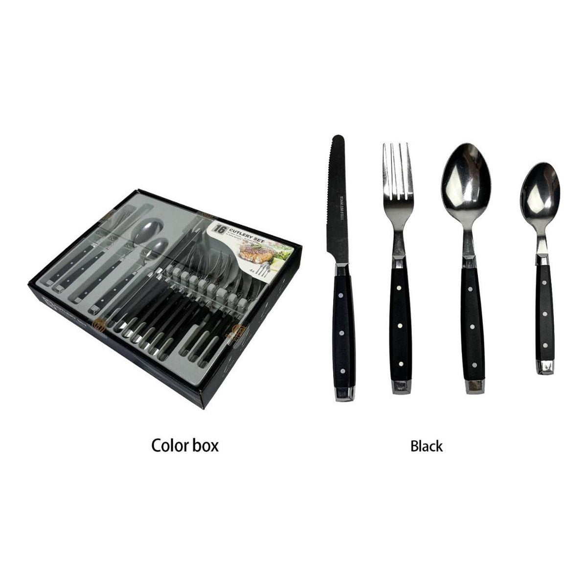 16 Cutlery Set Black Color New