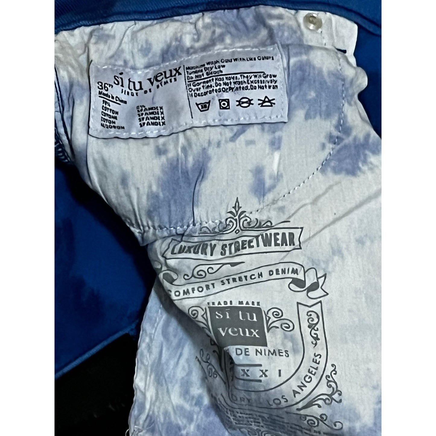 Si Tu Veux Royal Blue Superstack Men’s Jean’s Size 32