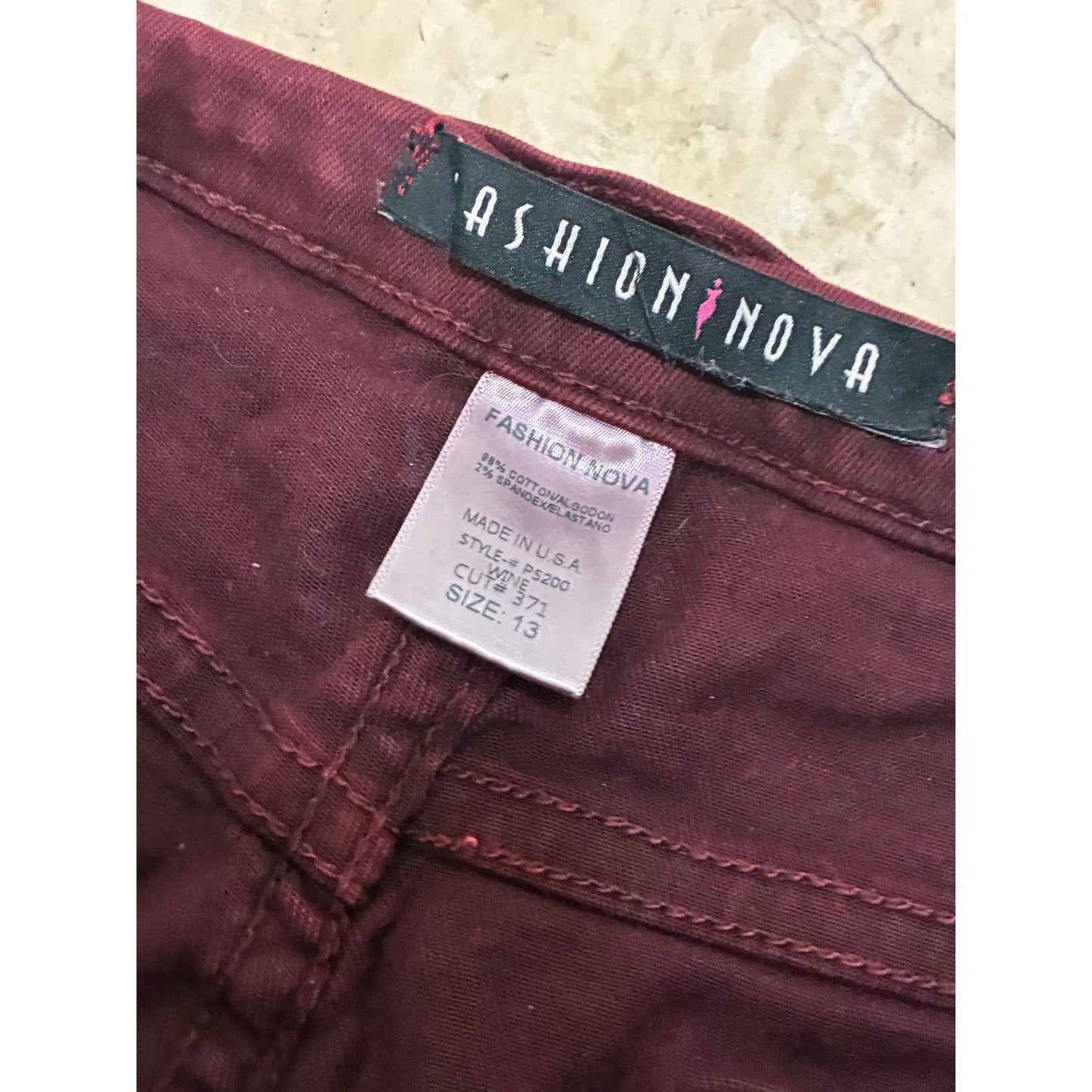 Fashion Nova Burgundy Women’s Jean’s Size 13