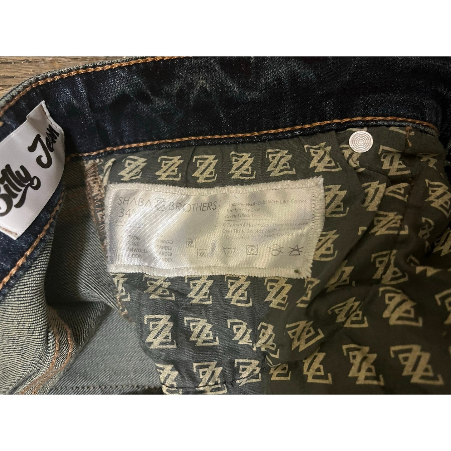 Shabaz Brother Billy Jeans Superstack Denim Blue Men’s Size 34