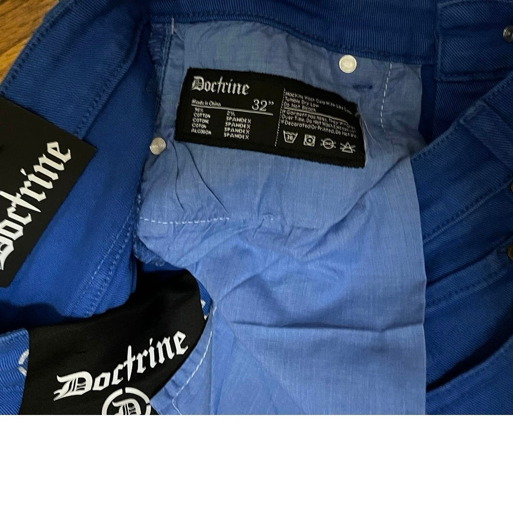 Doctrine Savant Royal Blue Superstack Men’s Jean’s Size 32