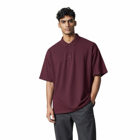 Denim & Flower Ricky Singh Men’s Collar 3 Button Shirt Size X-Large Burgundy