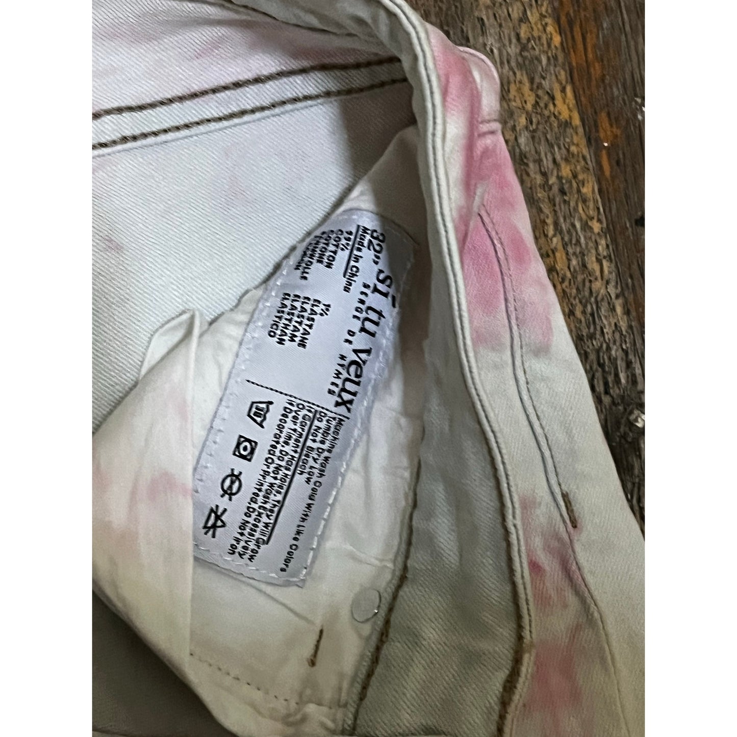 Si Tu Veux Pink & White Superstack Men’s Jean’s Size 32