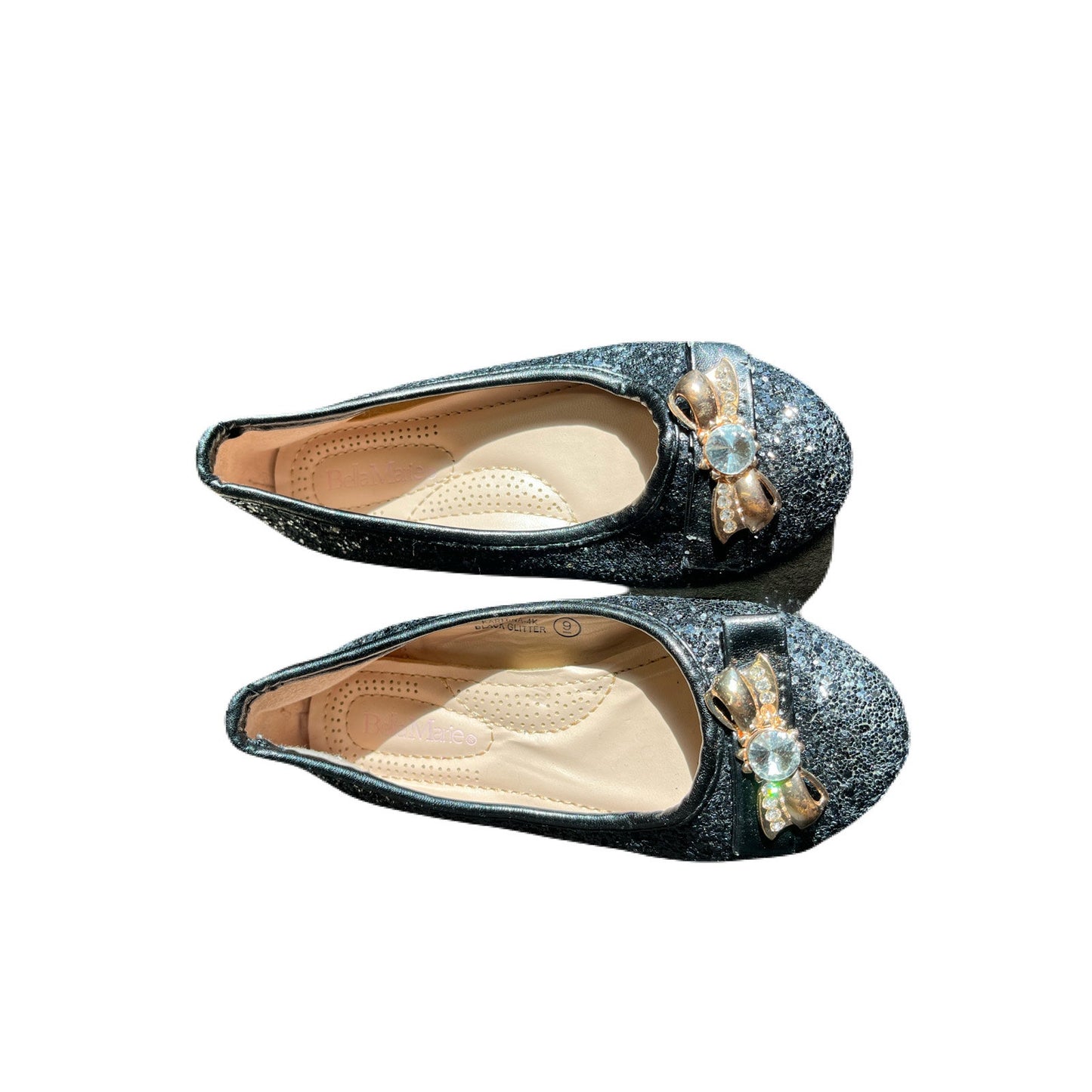 Karina-4K Black Glitter Girls Blacl Shoes Size 9