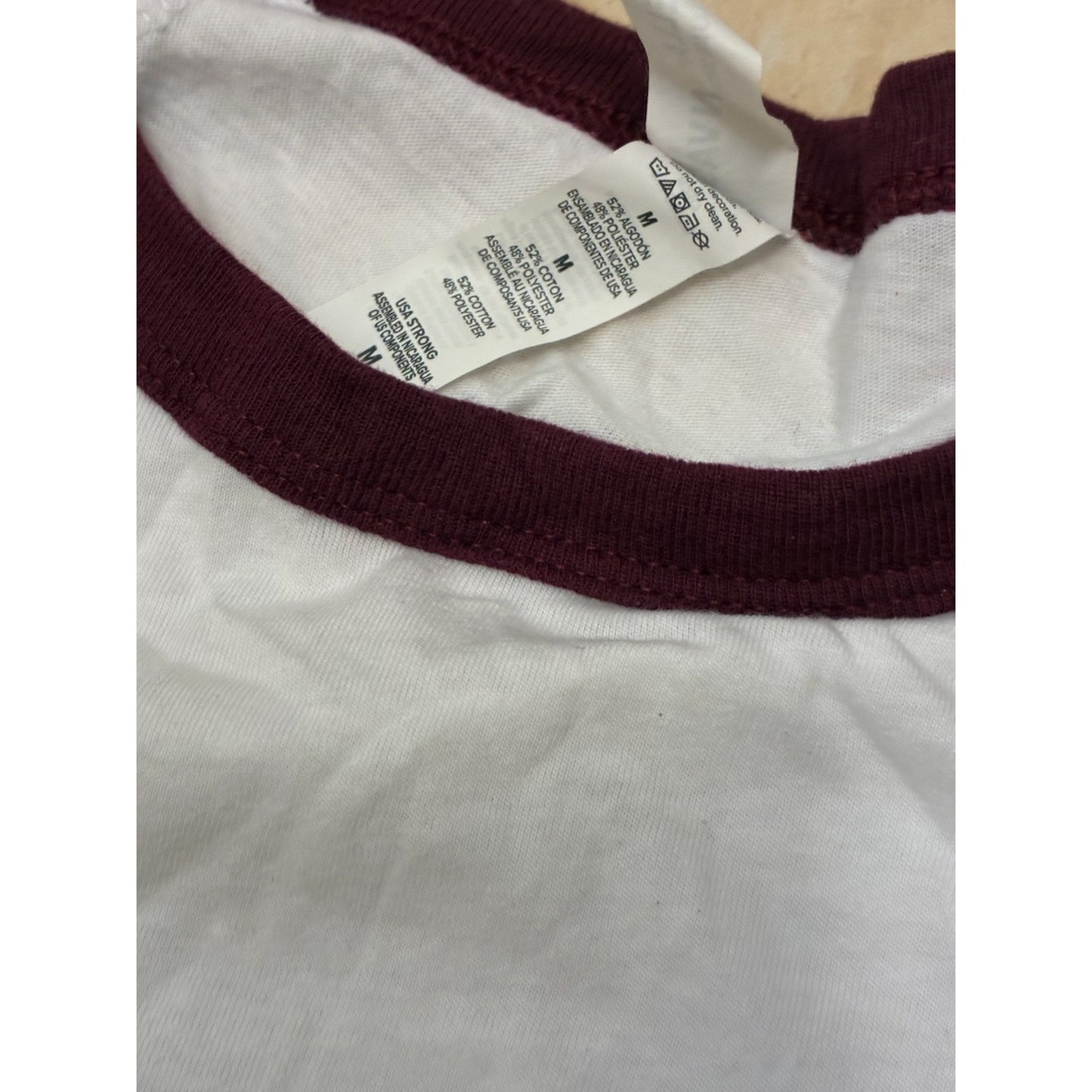 PHP 171 Women’s White Long Sleeve With burgundy sleeves Size Medium
