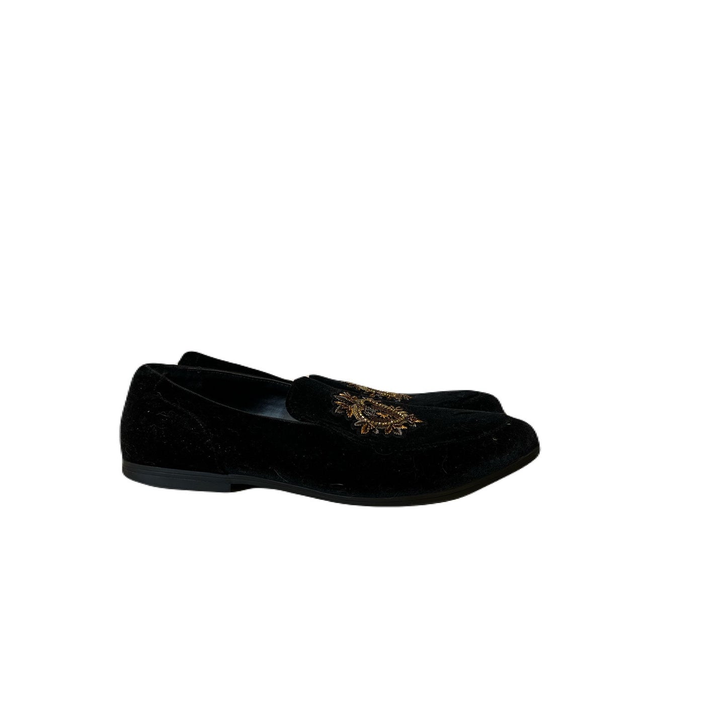 ASOS women’s Loafers In Black Velvet With Badge Detail