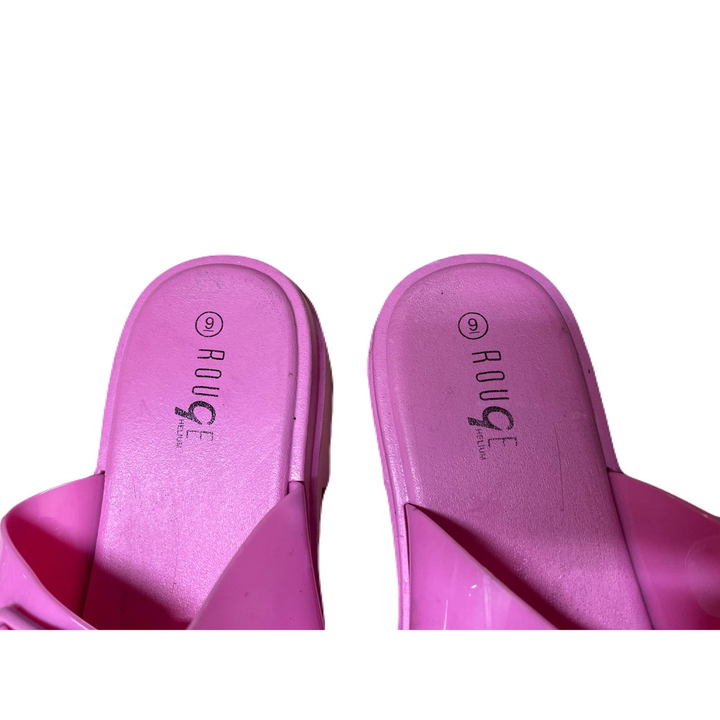 Barbie Pink Double Buckle Platform Jelly Slides Sandals Open Toe Size 9