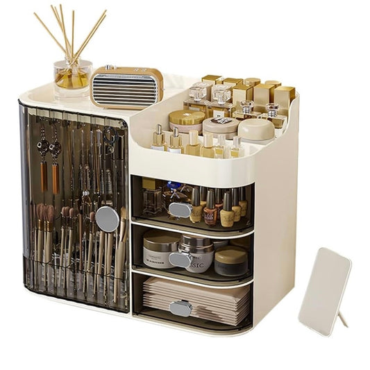 Cosmetics Display Case with Mirror, Large Capacity Cosmetic Storage Box