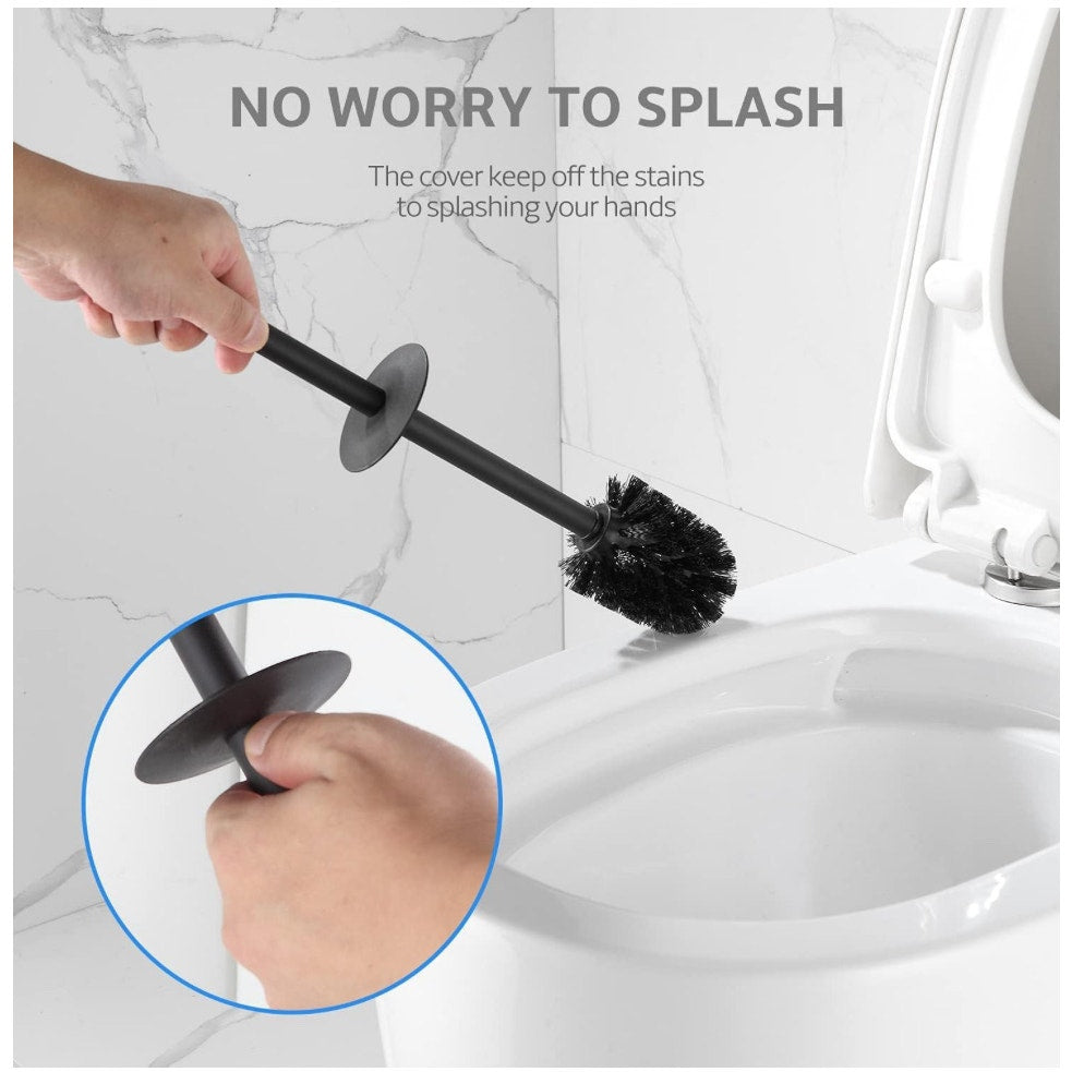 BGL Toilet Brush and Holder Set, Matte Black Freestanding Space Saving