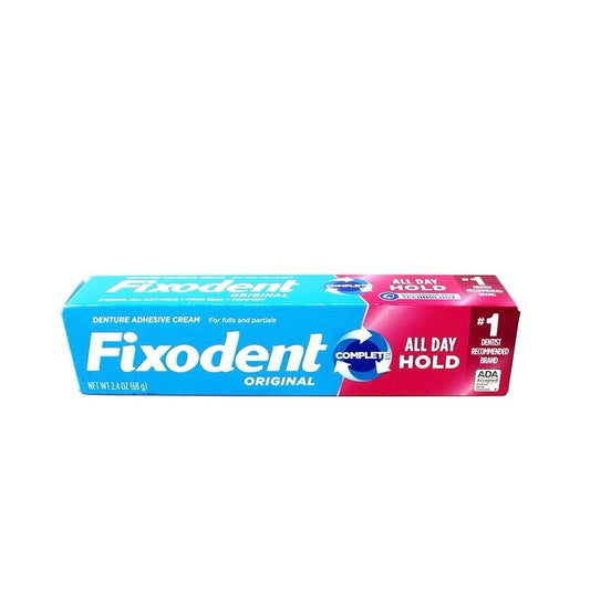 Fixodent Denture Adhesive Cream Original, All Day Hold for Fulls and Partials, 2.4 oz