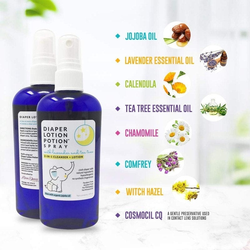 MoonDance Soaps Diaper Lotion Potion Cleansing Spray, 4 Oz