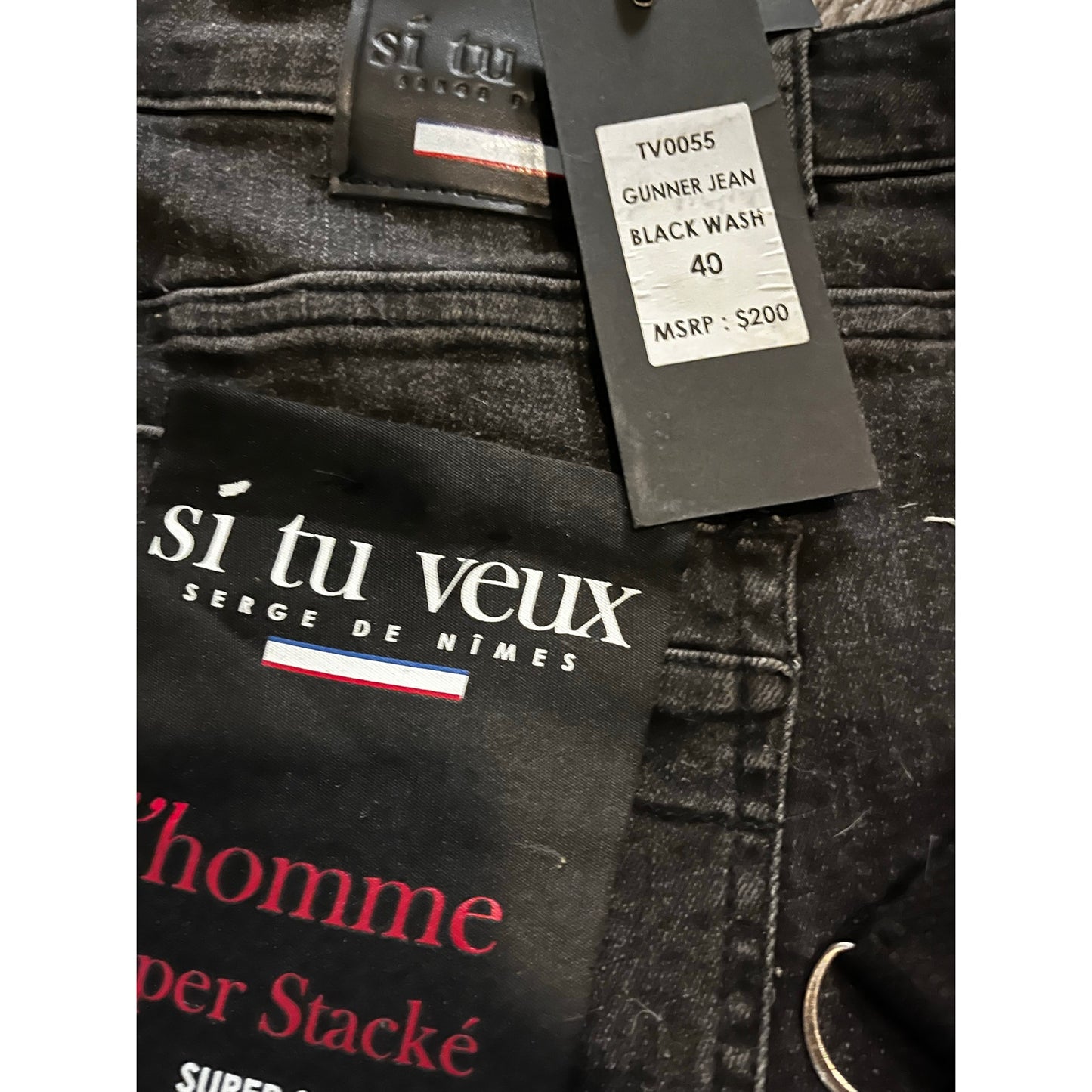 Si Tu Veux Gunner Jean Black Wash Size 40