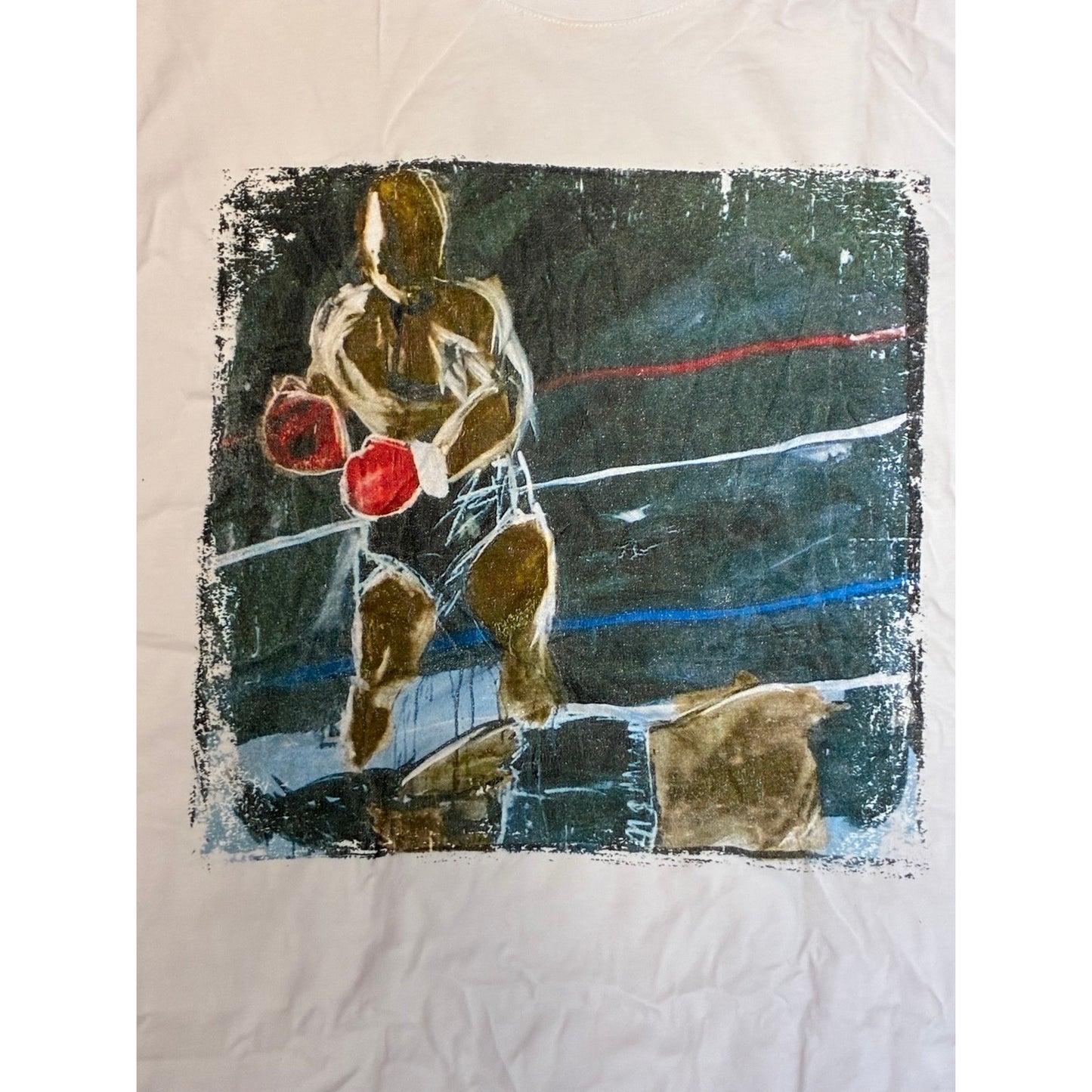 Rich Cotton White Men’s T-Shirt With A Boxer Picture On It Size XL