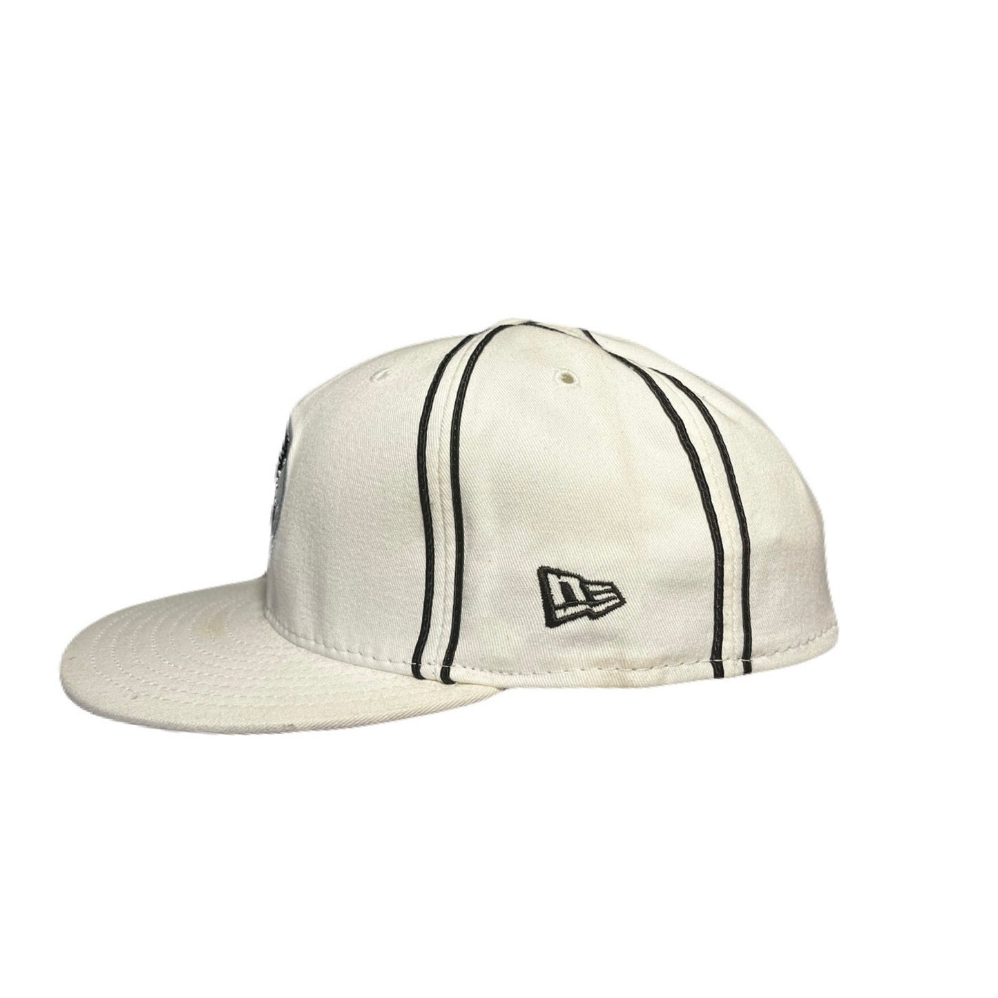 New Era All White Hat With A tornado On It 7 5/8