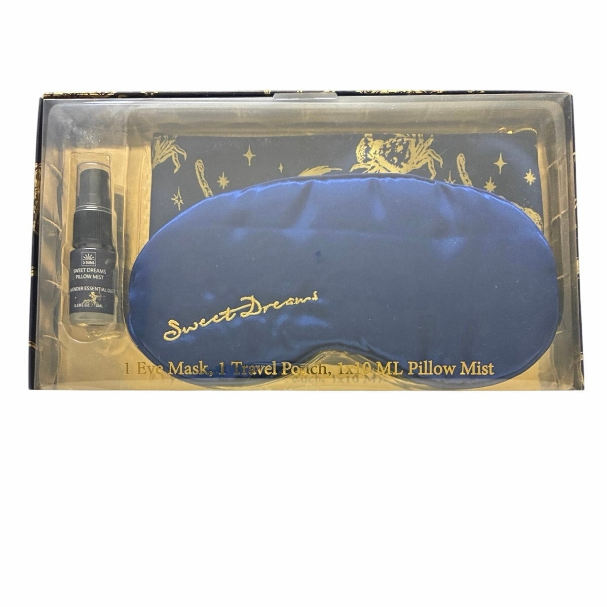 Silk Eye Sleep Mask Bundle Travel Pouch Case And Calming 1 ml Spray Pillow Mist